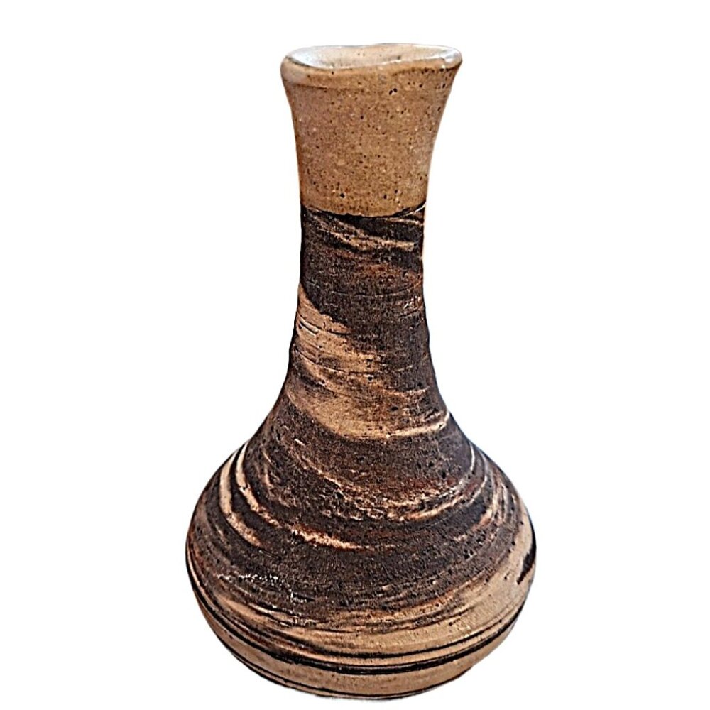 Small 5" Hand Thrown Signed Earth Tones Olive Oil Jug Israel NWT